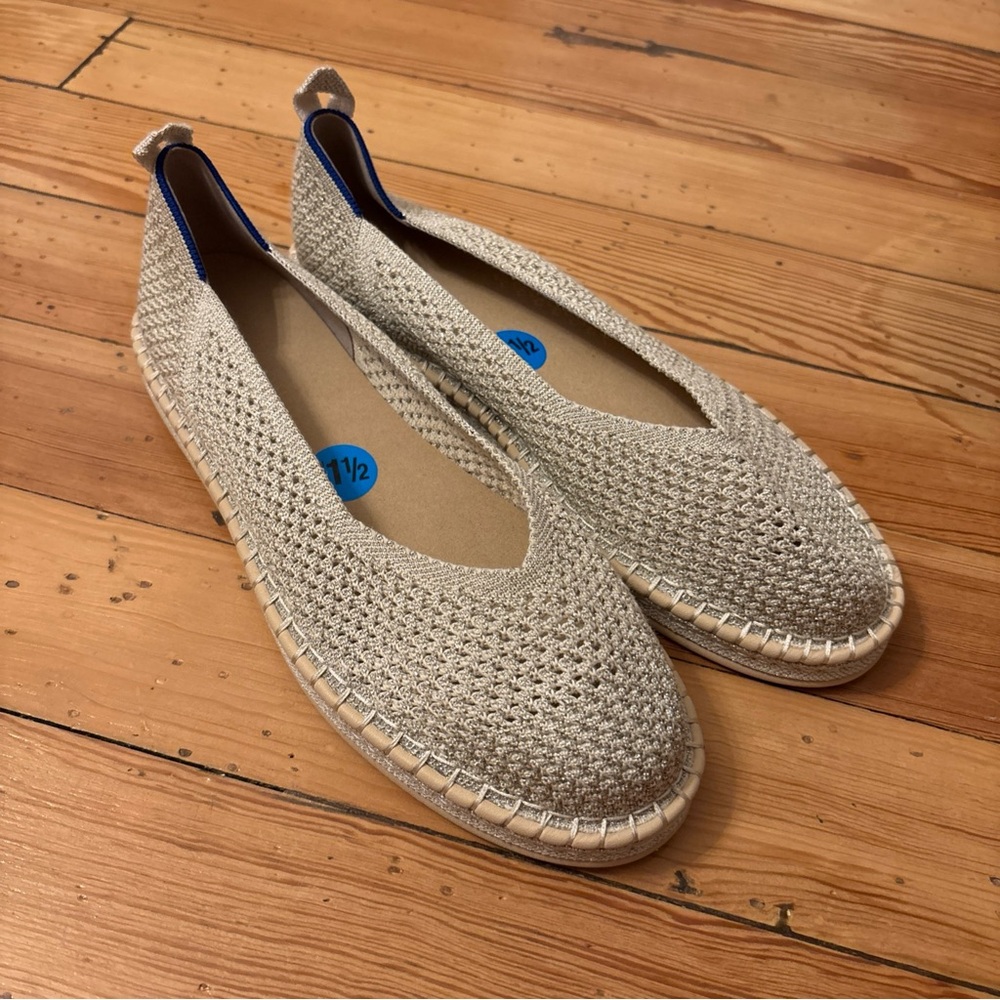 Rothy’s The Espadrille Diamond Metallic Flats Size 11.5 Womens NWOB